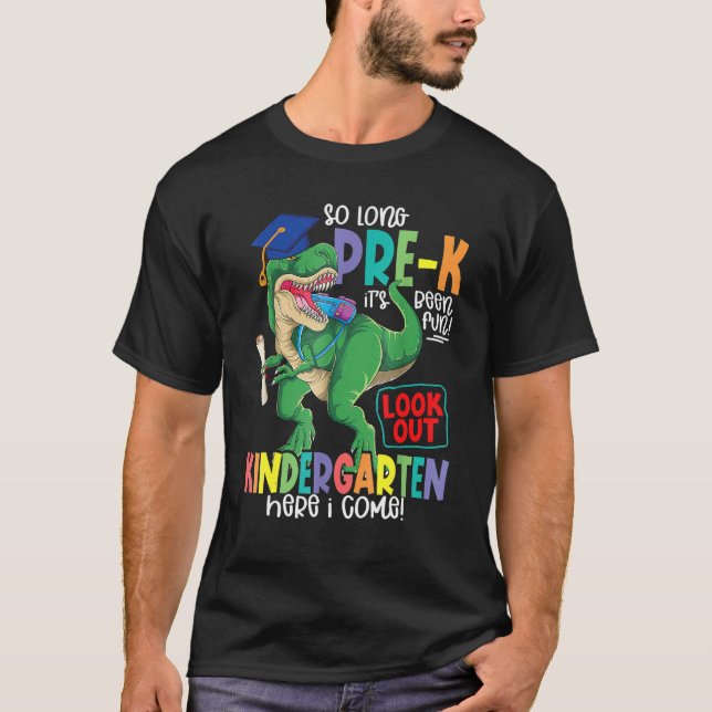 Camiseta So Long Pre K Graduation Hello Kindergarten Dinosa (Anverso)