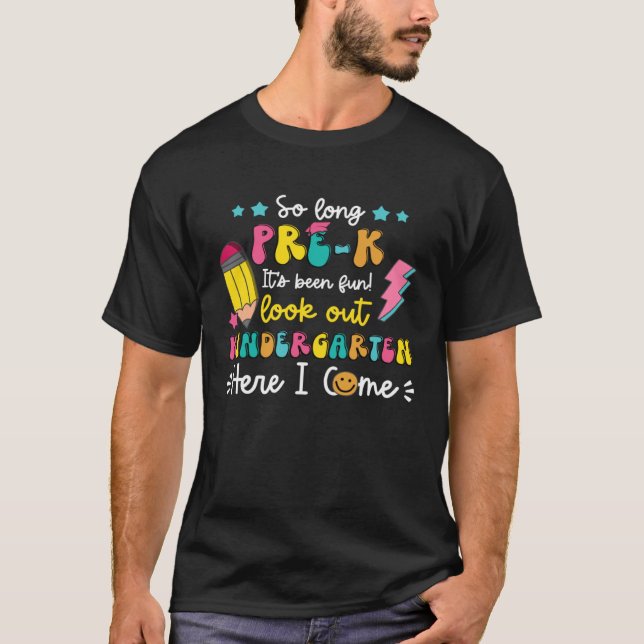 Camiseta So Long Pre K Kindergarten Here I Come Groovy Grad (Anverso)