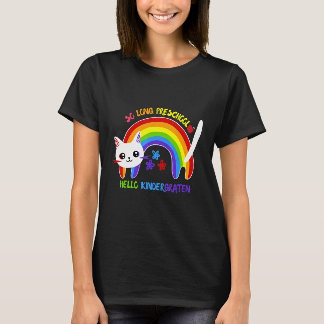 Camiseta So Long Preschool Hello Kindergarten Pre K Cat Gra (Anverso)