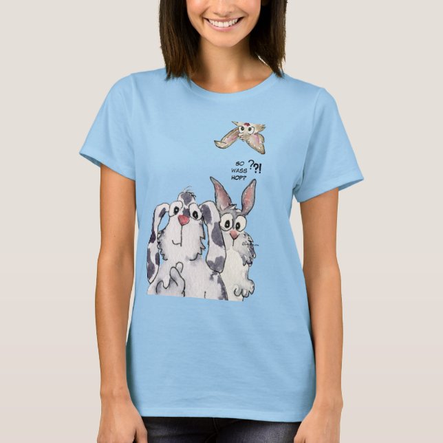 Camiseta So Wass Hop? 3 Cartoon Rabbits Custom Shirt (Anverso)