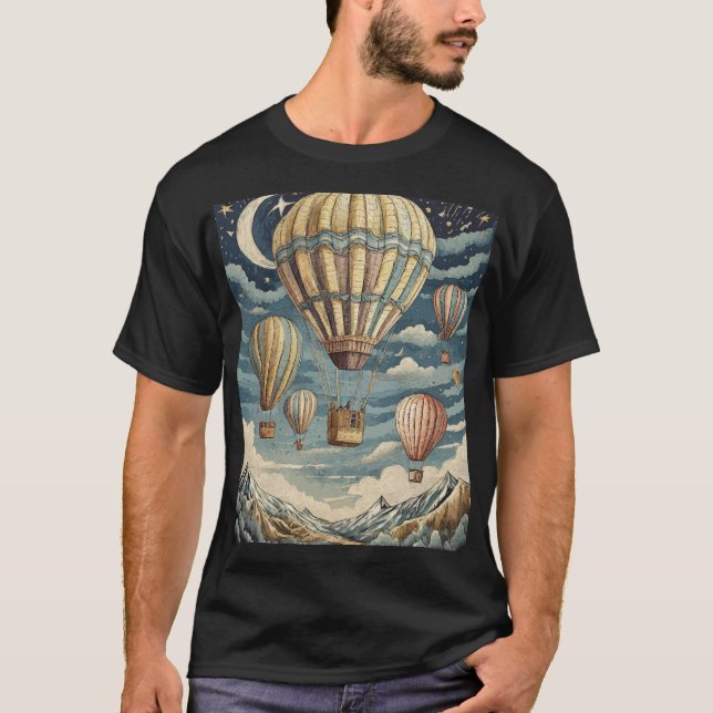 Camiseta Soar nostálgico: Globos antiguos de aire caliente  (Anverso)