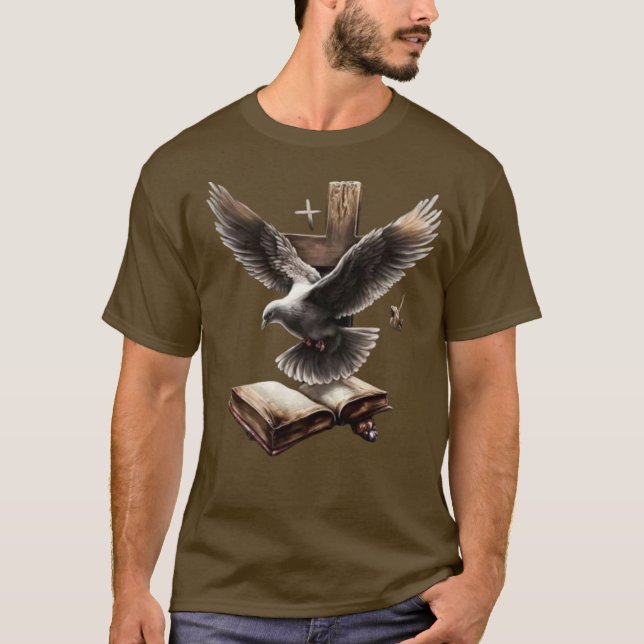 Camiseta Soares de fe - Paloma, Biblia y T-Shir cruzado cri (Anverso)