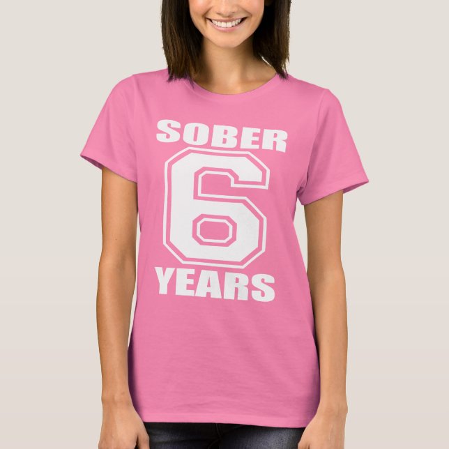 Camiseta Sober 6 años de blanco sobre oscuro (Anverso)