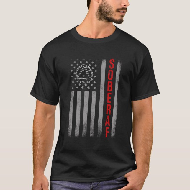 Camiseta SOBER AF US Flag Support Sobriety Cause, Recovery (Anverso)
