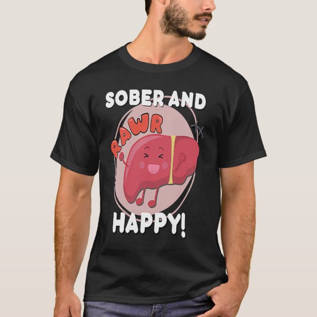 Camiseta Sober and Happy Liver Chibi Joy Recovery Anniversa (Anverso)