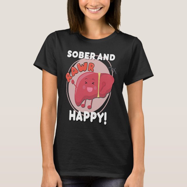 Camiseta Sober and Happy Liver Chibi Joy Recovery Anniversa (Anverso)