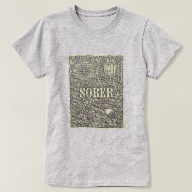 Camiseta Sober Etched poster gráfico detallado (Diseño del anverso)