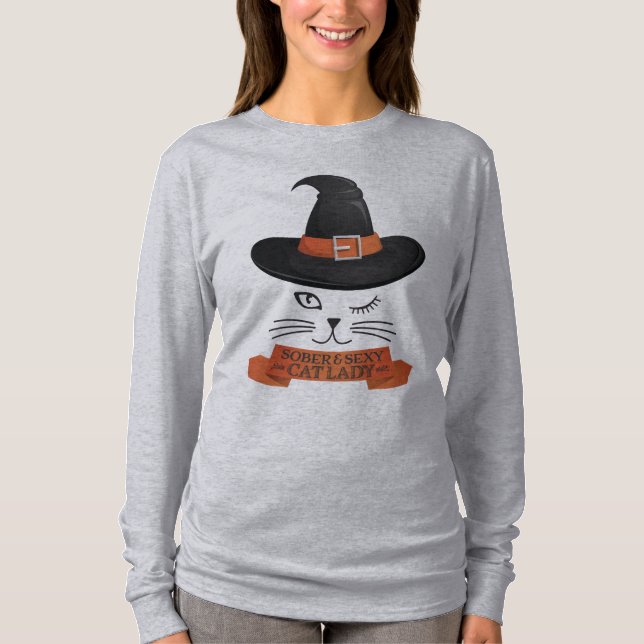 Camiseta Sober & Sexy Cat Lady for Halloween (Anverso)