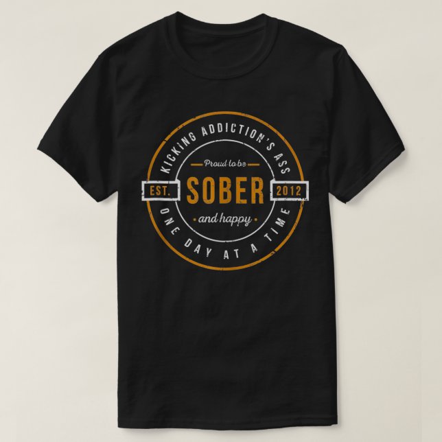 Camiseta Sober Since 2012  10 Year Sobriety Anniversary  (Diseño del anverso)