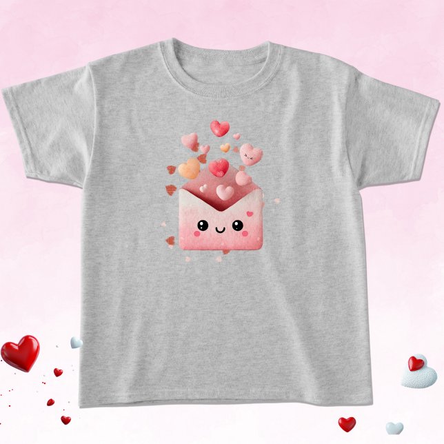 Camiseta Sobre de San Valentín Kawaii con Corazones (Subido por el creador)