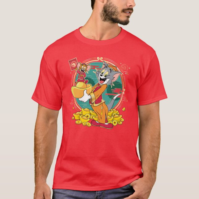 Camiseta Sobre rojo de Tom y Jerry New Years (Anverso)