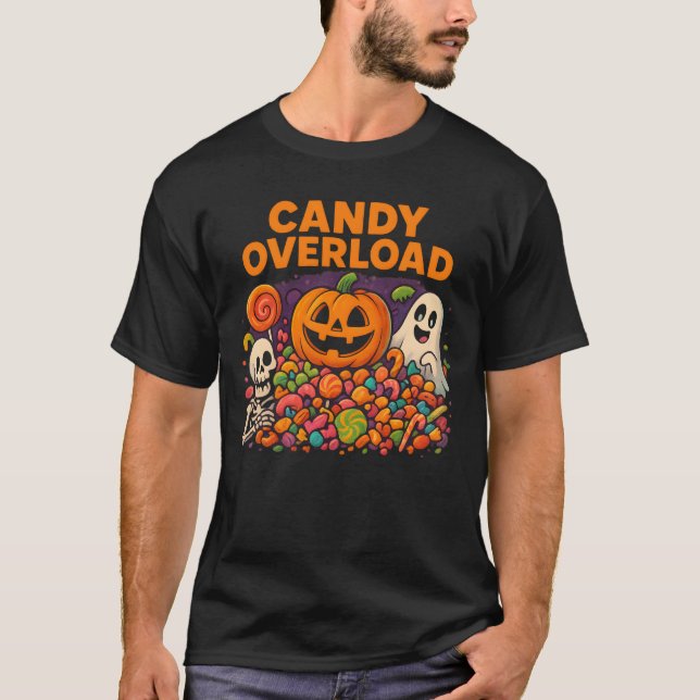 Camiseta Sobrecarga de golosinas de Halloween Cute Spooky U (Anverso)