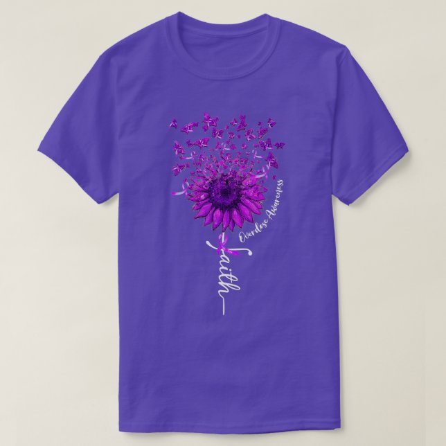 Camiseta Sobredosis de girasol de mariposa de la cinta púrp (Diseño del anverso)
