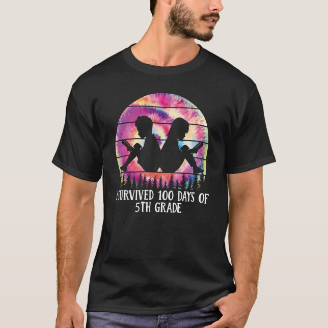CAMISETA SOBREVIVÍ 100 DÍAS DE LA ESCUELA PROFESORA DE 5º G (Anverso)