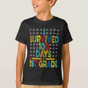 Camiseta Sobreviví 100 Días De Primer Grado 100 Día De Scho