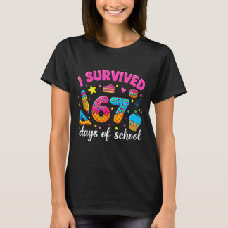 Camiseta Sobreviví 67 Días De Escuela Chistoso Meme Maestro