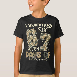 Camiseta Sobreviví 67 Días De Escuela Chistoso Meme Maestro