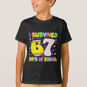 Camiseta Sobreviví 67 Días De Escuela Chistoso Meme Maestro