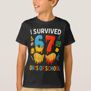 Camiseta Sobreviví 67 Días De Escuela Chistoso Meme Profeso