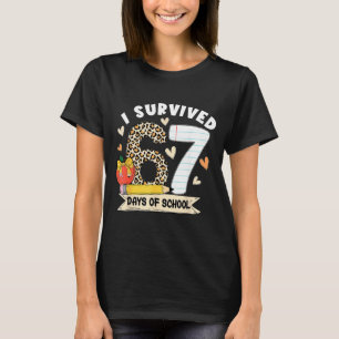 Camiseta Sobreviví 67 Días De Escuela Leopardo Divertido Es