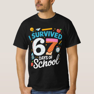 Camiseta Sobreviví 67 Días de Escuela Meme Maestro Estudian