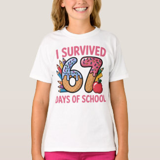 Camiseta Sobreviví 67 Días de Helado de Waffl Escolar