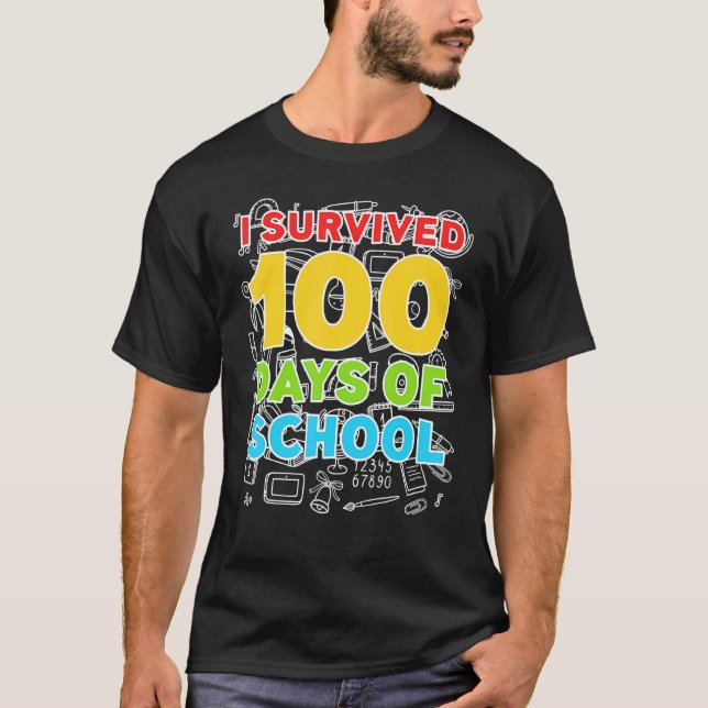 Camiseta Sobreviví A 100 Días De Colegio Para Camisas Felic (Anverso)