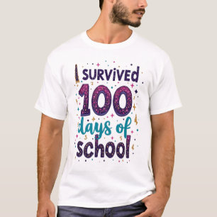 Camiseta Sobreviví a 100 días de diseño de unicornio escola