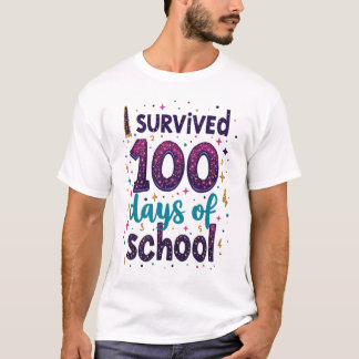 Camiseta Sobreviví a 100 días de diseño de unicornio escola