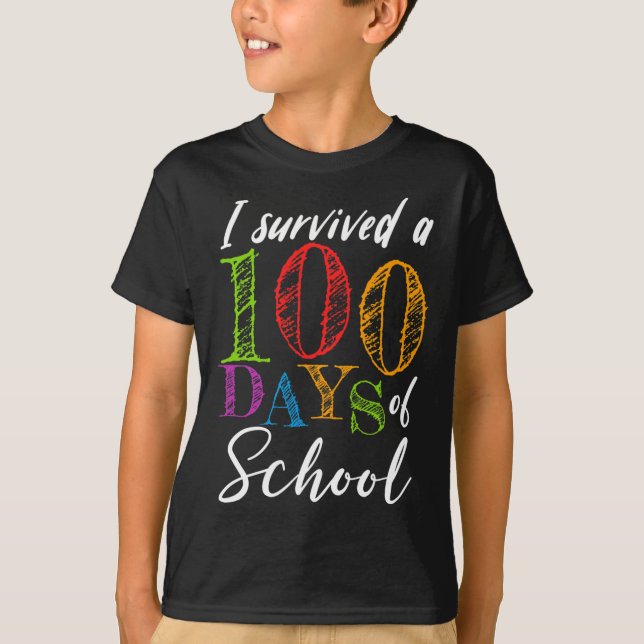 Camiseta Sobreviví A 100 Días De Escuela Para Profesores Y  (Anverso)
