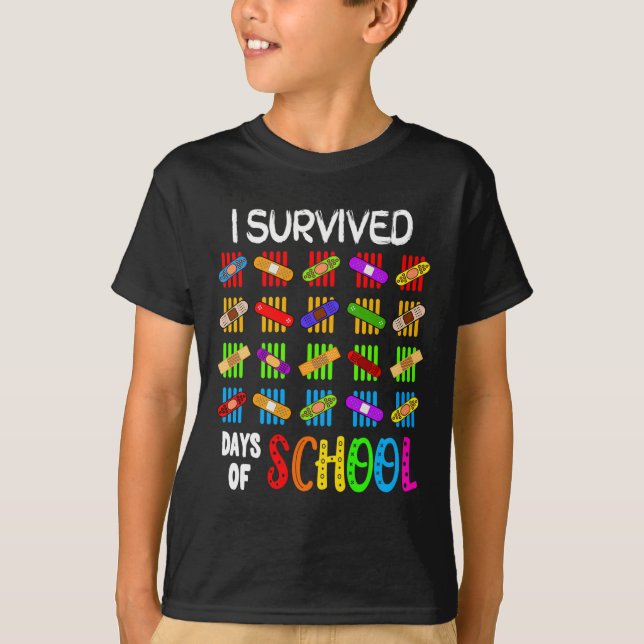 Camiseta Sobreviví a 100 días de profesor escolar y de niño (Anverso)