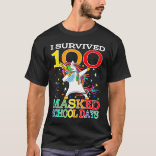 Camiseta Sobreviví a 100 días escolares enmascarados en Uni