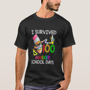 Camiseta Sobreviví a 100 días escolares enmascarados frente