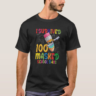 Camiseta Sobreviví a 100 días escolares enmascarados frente