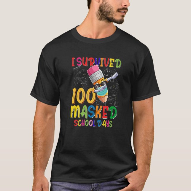 Camiseta Sobreviví a 100 días escolares enmascarados frente (Anverso)