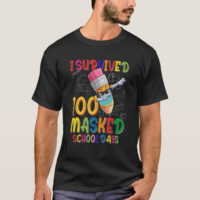 Camiseta Sobreviví a 100 días escolares enmascarados frente (Anverso)