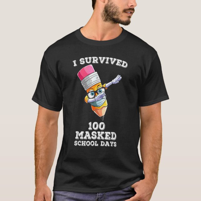 Camiseta Sobreviví a 100 días escolares enmascarados frente (Anverso)