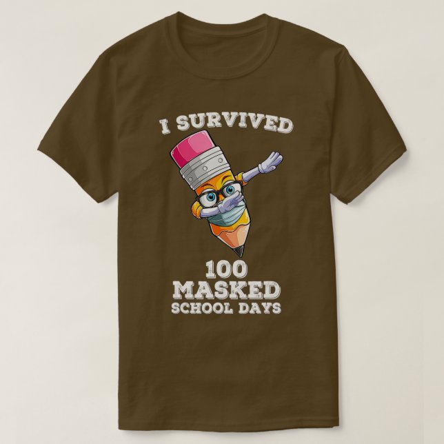 Camiseta Sobreviví a 100 días escolares enmascarados frente (Diseño del anverso)