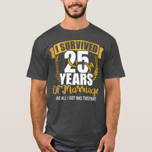 Camiseta Sobreviví a 25 años de matrimonio para el 25º boda