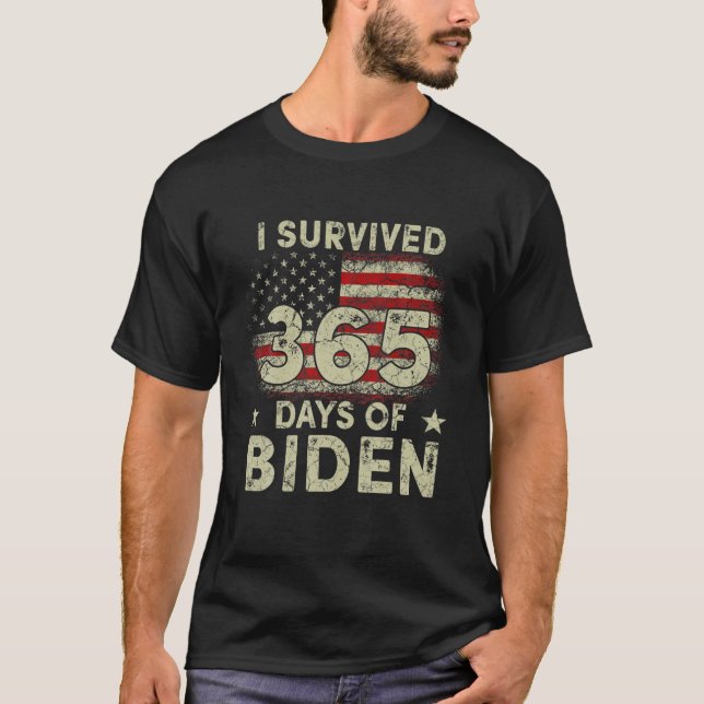 Camiseta Sobreviví A 365 Días De Biden Anti Biden Gracioso  (Anverso)