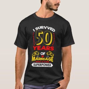 Camiseta Sobreviví A 50 Años De Matrimonio - Aniversario