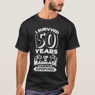 Camiseta Sobreviví A 50 Años De Matrimonio - Aniversario De