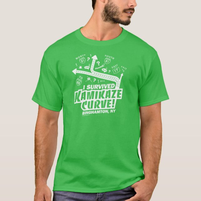 Camiseta ¡Sobreviví a la curva de Kamikazi! Binghamton, cam (Anverso)