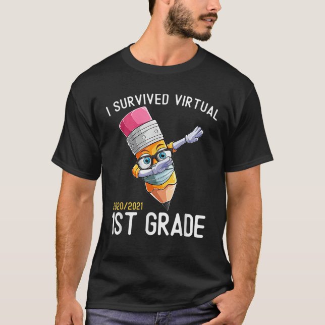 Camiseta Sobreviví a la escuela virtual de primer grado (Anverso)