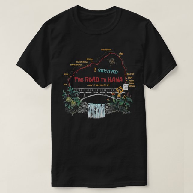 Camiseta Sobreviví A La Playa Hawaiana De La Isla Hana Maui (Diseño del anverso)