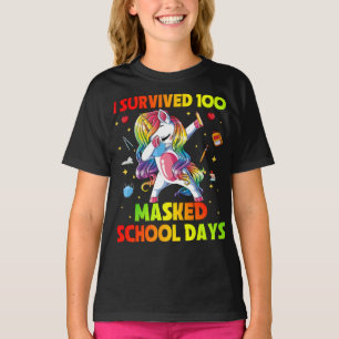 Camiseta Sobreviví a los 100 días de escuela enmascarados