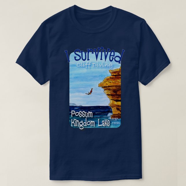 Camiseta Sobreviví al acantilado Buceo Possum Kingdom Lake  (Diseño del anverso)
