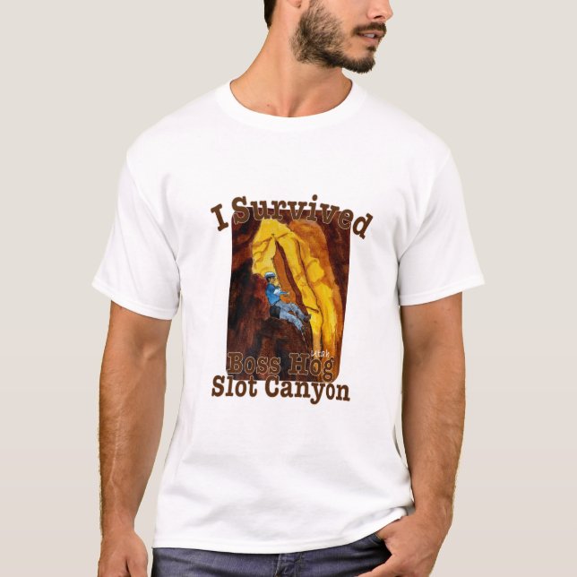 Camiseta Sobreviví al Cañón de la Ranura de Hog Jefe, Utah (Anverso)