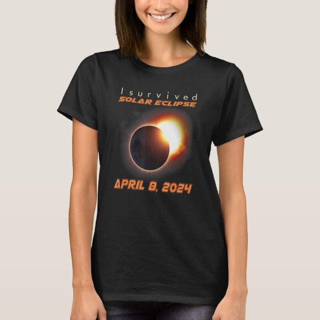 Camiseta Sobreviví al eclipse solar total 2024 (Anverso)