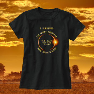 Camiseta Sobreviví al eclipse solar total 4/8/2024 Estados 